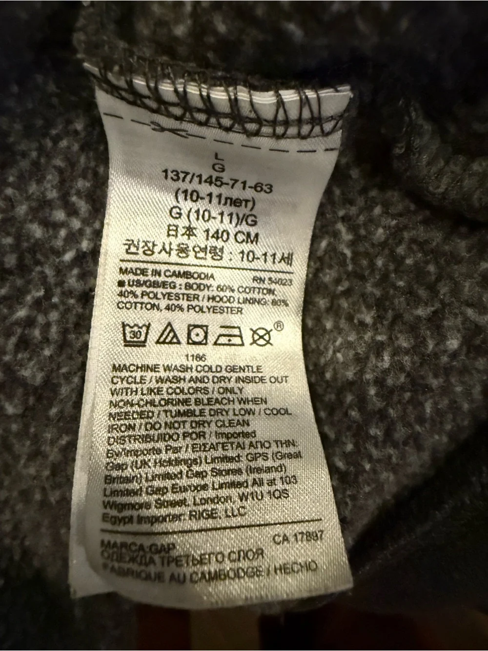 GAP Kids Gray Zip-Up Hoodie with Blue Logo
